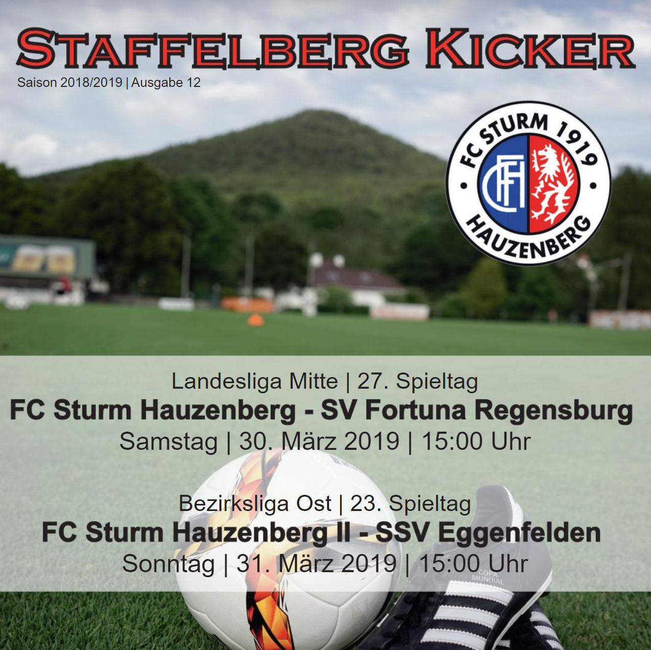 Staffelberg Kicker zum Heimspiel gegen den SV Fortuna Regensburg ist online