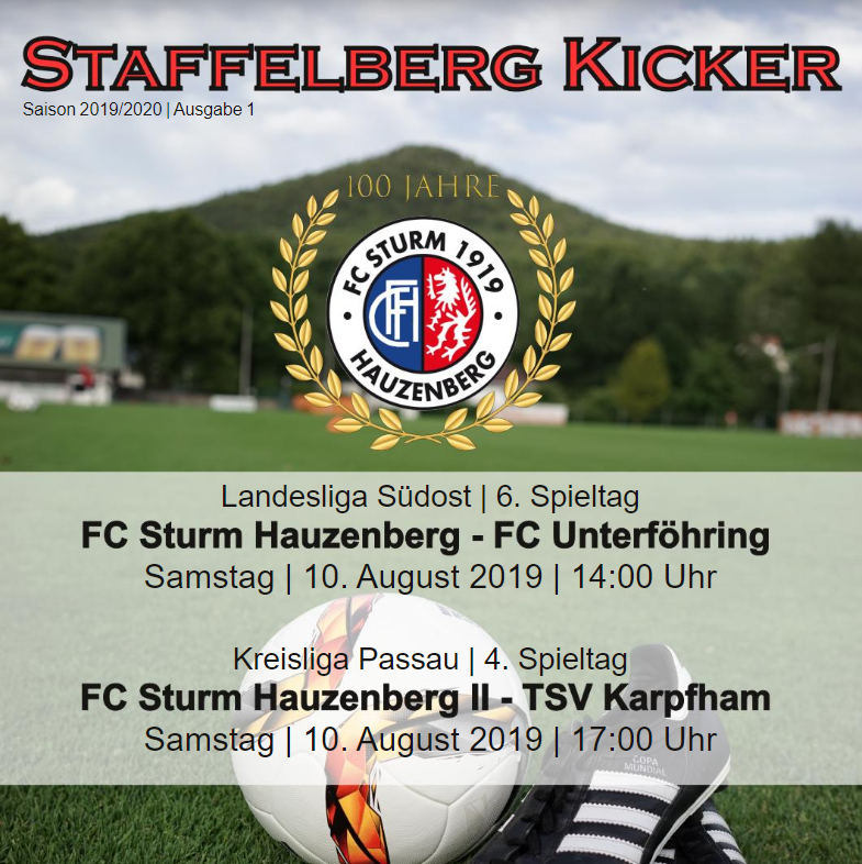 Staffelberg Kicker zum Heimspiel gegen den FC Unterföhring ist online