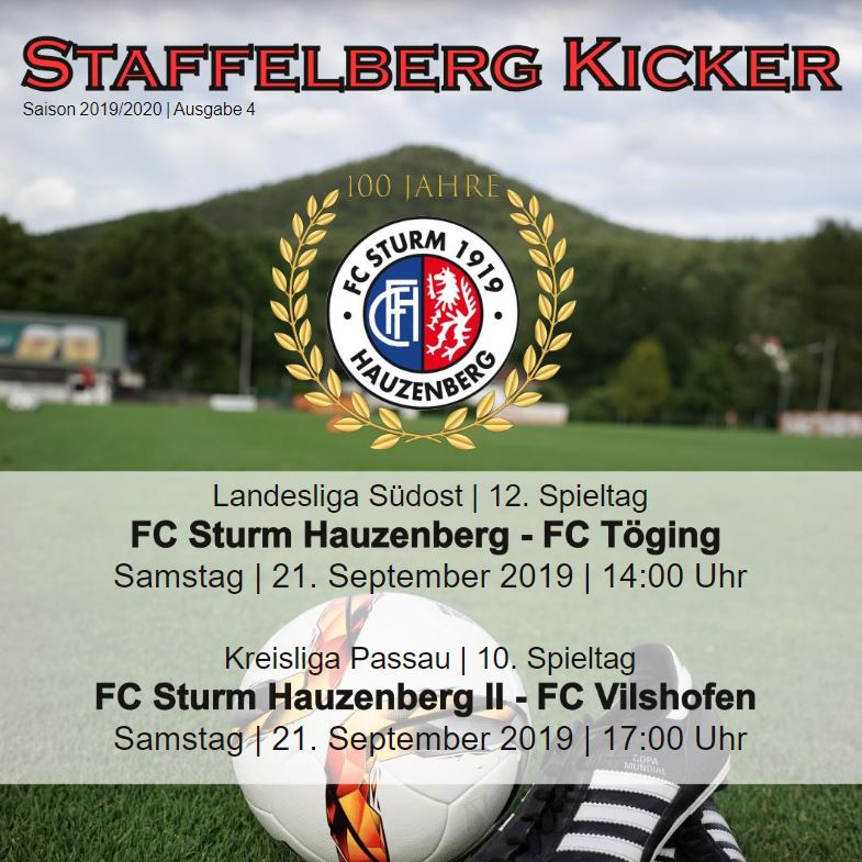 Staffelberg Kicker zum Heimspiel gegen den FC Töging ist online
