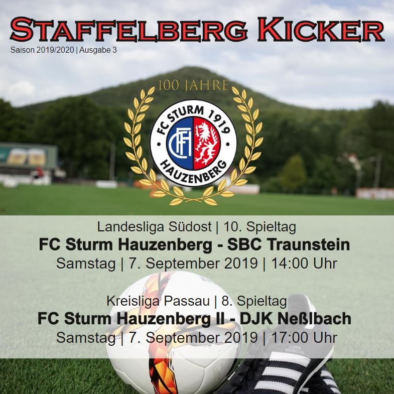 Staffelberg Kicker zum Heimspiel gegen den SBC Traunstein ist online